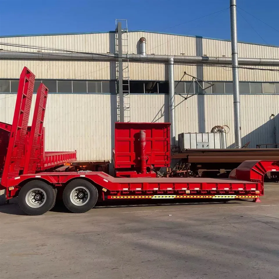 Factory 3 Axle 70 Ton 40 ft 40 Ton Loader Extendable 50 Ton Hydraulic Card Lowbed Truck Lowboy Low Bed Semi Trailer برای فروش